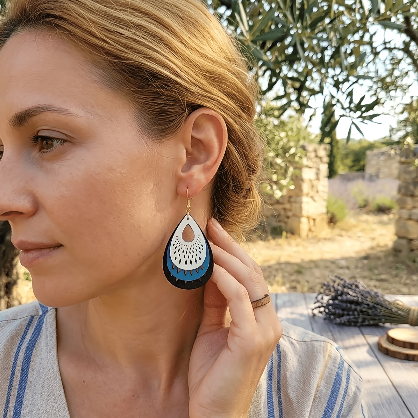 Women's Bohemian Multi-Layer Hollow Water Drop Earrings